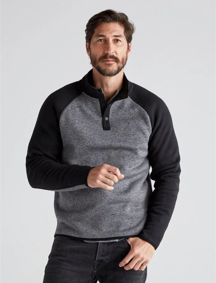 Activewear Men Lucky Brand Colorblock Mock Neck Los Feliz Fleece Black Multi