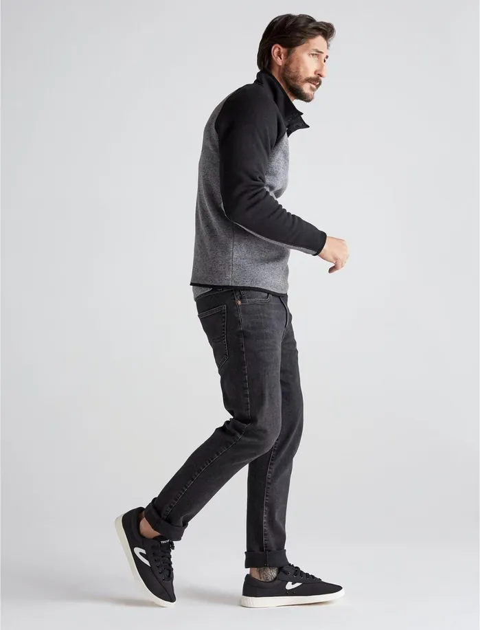 Activewear Men Lucky Brand Colorblock Mock Neck Los Feliz Fleece Black Multi