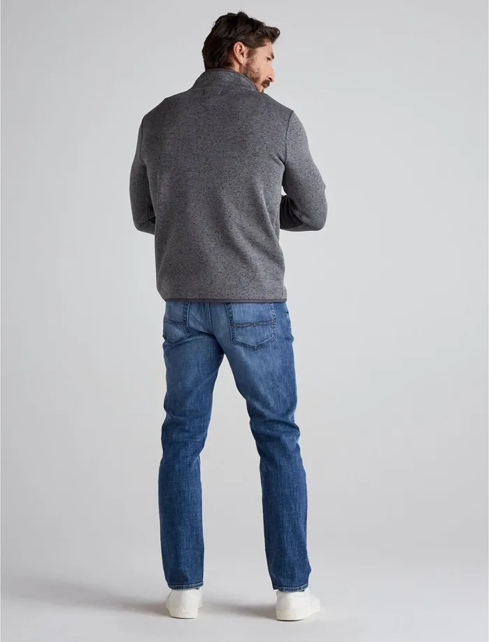 Activewear Men Lucky Brand Solid Mock Neck Los Feliz Fleece Heather Black
