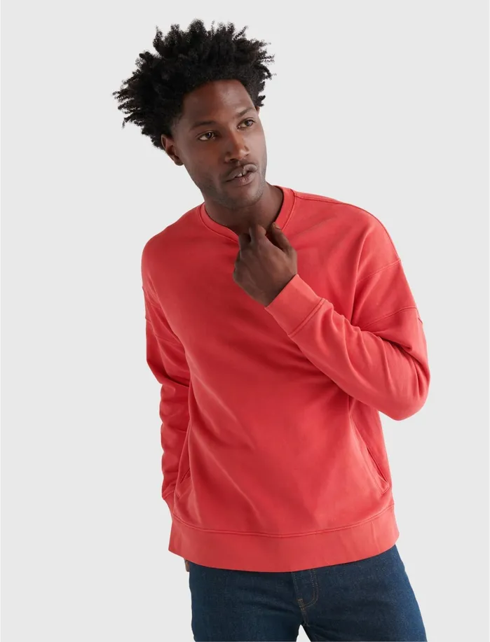 Activewear Men Lucky Brand Sueded Fleece California Crew Ribbon Red