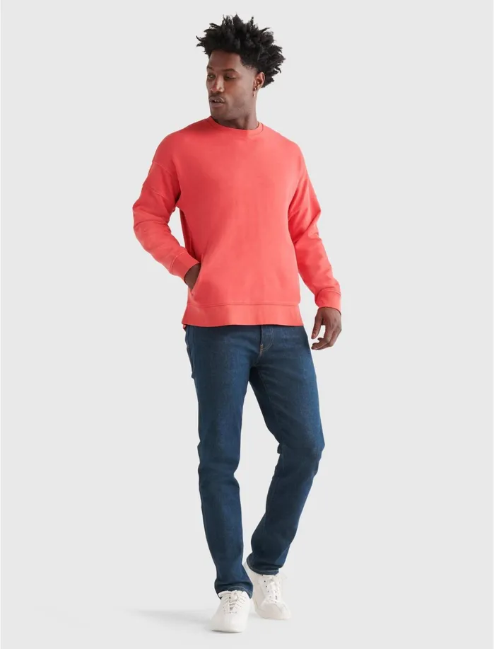 Activewear Men Lucky Brand Sueded Fleece California Crew Ribbon Red