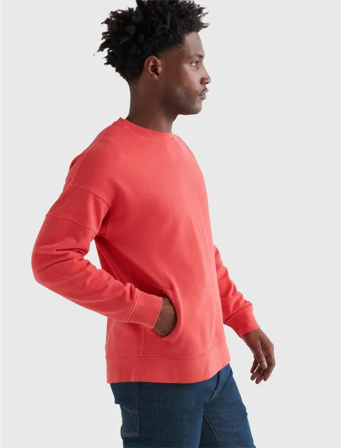 Activewear Men Lucky Brand Sueded Fleece California Crew Ribbon Red