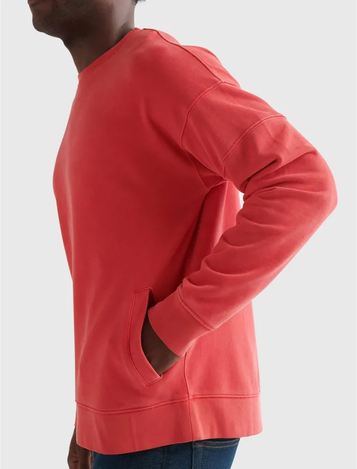 Activewear Men Lucky Brand Sueded Fleece California Crew Ribbon Red