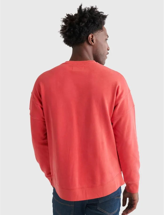 Activewear Men Lucky Brand Sueded Fleece California Crew Ribbon Red