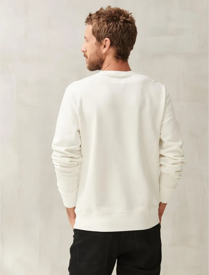 Activewear Men Lucky Brand Sueded Fleece Terry Crew Sweatshirt White