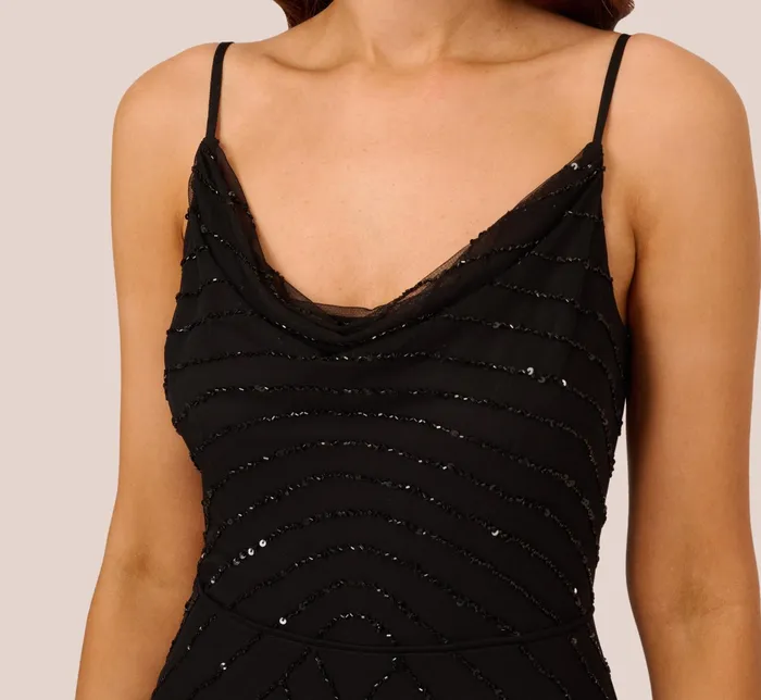 Adrianna Papell Art Deco Beaded Mermaid Gown With Cowl Neckline In Champagne Gold ChampagneGold Women Formal Dresses Adrianna Papell Art Deco Beaded Mermaid Gown With Cowl Neckline In Champagne Gold ChampagneGold Women Formal Dresses
