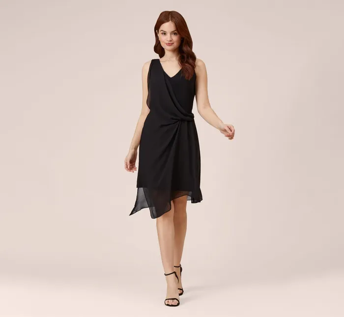 Adrianna Papell Asymmetrical Draped Dress In Black Black Women Day Dresses Adrianna Papell Asymmetrical Draped Dress In Black Black Women Day Dresses