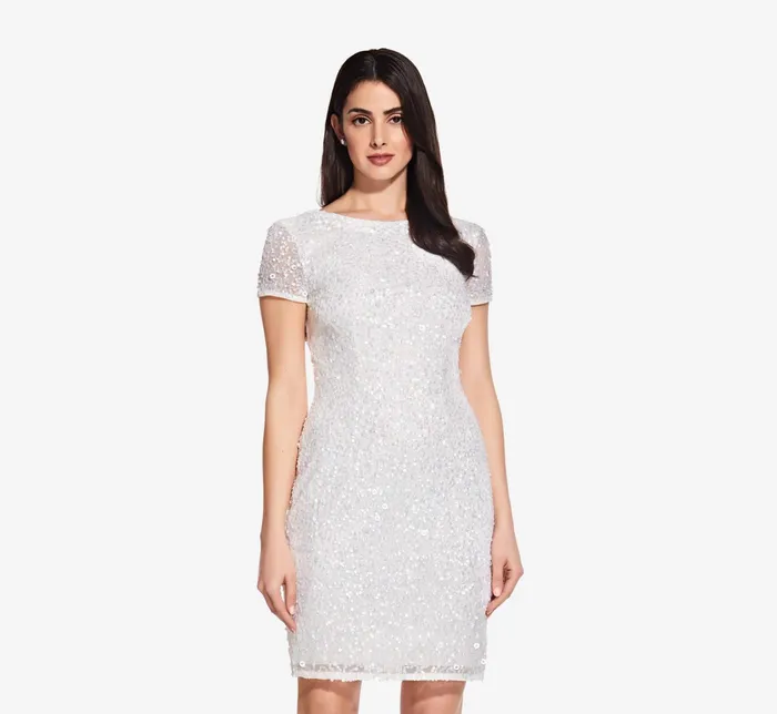 Adrianna Papell Beaded Cocktail Dress In Ivory Ivory Women Short Wedding Dresses Adrianna Papell Beaded Cocktail Dress In Ivory Ivory Women Short Wedding Dresses