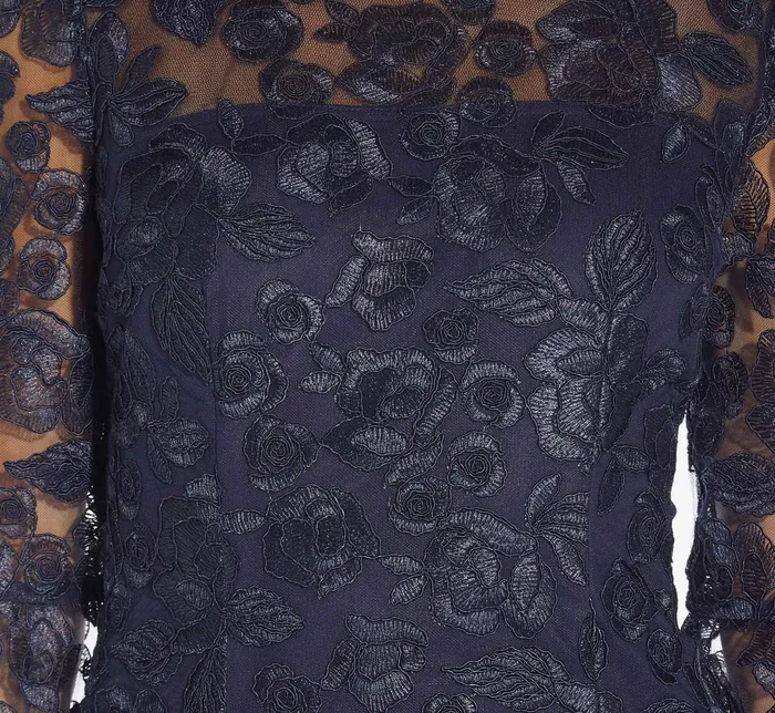 Adrianna Papell Bell Sleeve Rose Embroidered Sheath Dress In Midnight Midnight Women Short Dresses Adrianna Papell Bell Sleeve Rose Embroidered Sheath Dress In Midnight Midnight Women Short Dresses