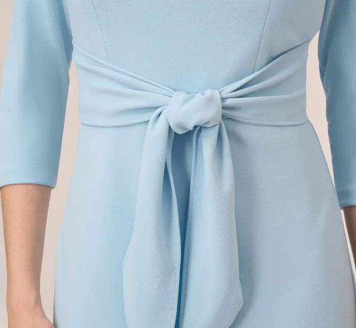Adrianna Papell Bow Sheath Dress With Three Quarter Sleeves In Blue Mist Blue Mist Women Day Dresses Adrianna Papell Bow Sheath Dress With Three Quarter Sleeves In Blue Mist Blue Mist Women Day Dresses