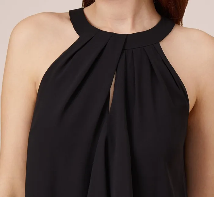 Adrianna Papell Chiffon And Stretch Jersey Short Pull On Dress With Ruffle In Black Black Women Short Dresses Adrianna Papell Chiffon And Stretch Jersey Short Pull On Dress With Ruffle In Black Black Women Short Dresses