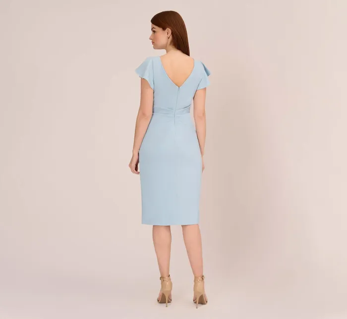 Adrianna Papell Crepe FrontTie MidiLength Sheath Dress In Blue Mist Blue Mist Women Day Dresses Adrianna Papell Crepe FrontTie MidiLength Sheath Dress In Blue Mist Blue Mist Women Day Dresses