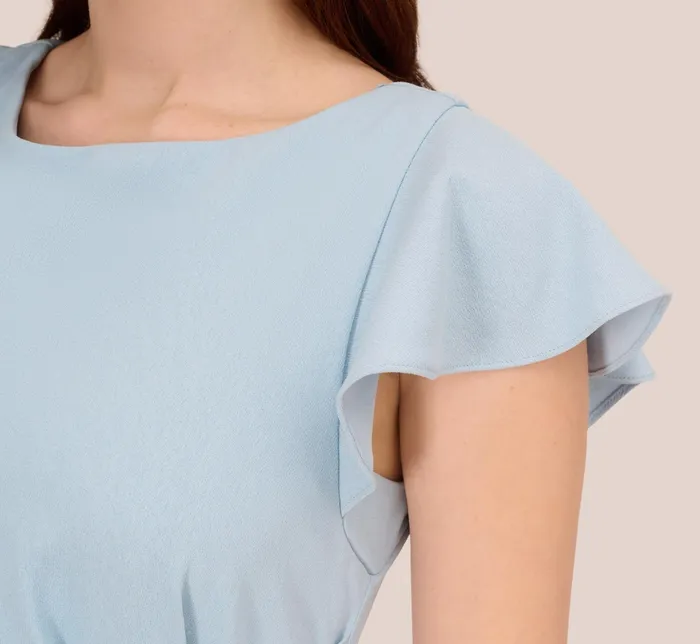 Adrianna Papell Crepe FrontTie MidiLength Sheath Dress In Blue Mist Blue Mist Women Day Dresses Adrianna Papell Crepe FrontTie MidiLength Sheath Dress In Blue Mist Blue Mist Women Day Dresses