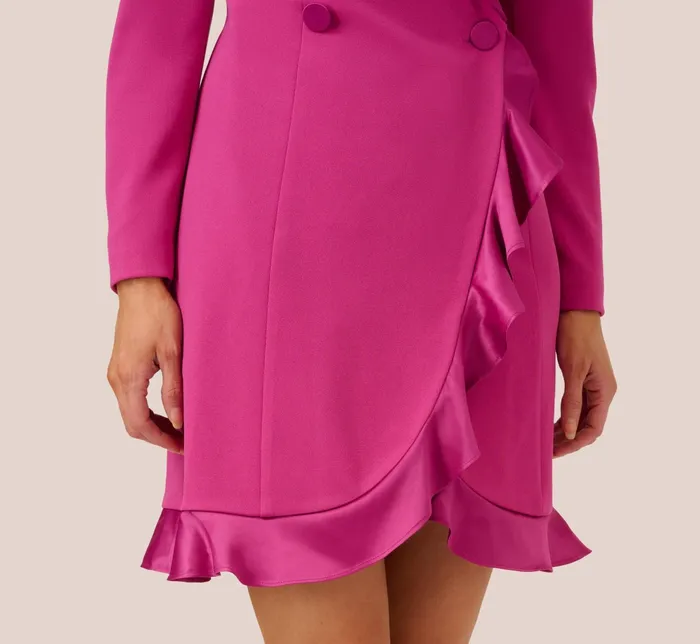 Adrianna Papell Crepe Tuxedo Dress With Ruffled Details In Raspberry Chill Raspberry Chill Women Cocktail Dresses Adrianna Papell Crepe Tuxedo Dress With Ruffled Details In Raspberry Chill Raspberry Chill Women Cocktail Dresses