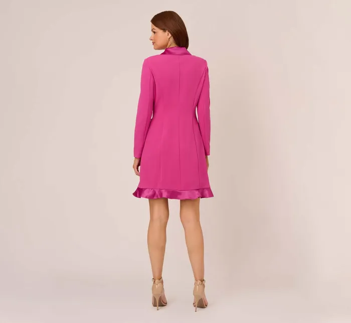 Adrianna Papell Crepe Tuxedo Dress With Ruffled Details In Raspberry Chill Raspberry Chill Women Cocktail Dresses Adrianna Papell Crepe Tuxedo Dress With Ruffled Details In Raspberry Chill Raspberry Chill Women Cocktail Dresses