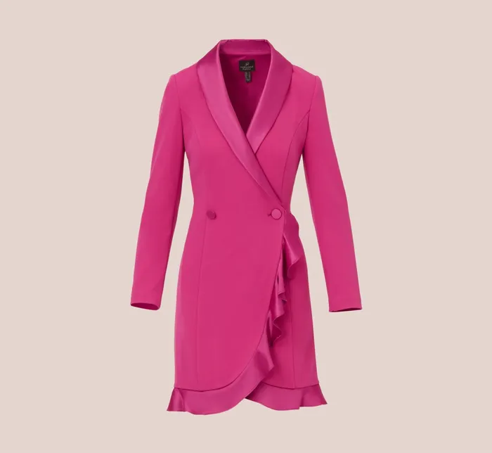 Adrianna Papell Crepe Tuxedo Dress With Ruffled Details In Raspberry Chill Raspberry Chill Women Cocktail Dresses Adrianna Papell Crepe Tuxedo Dress With Ruffled Details In Raspberry Chill Raspberry Chill Women Cocktail Dresses