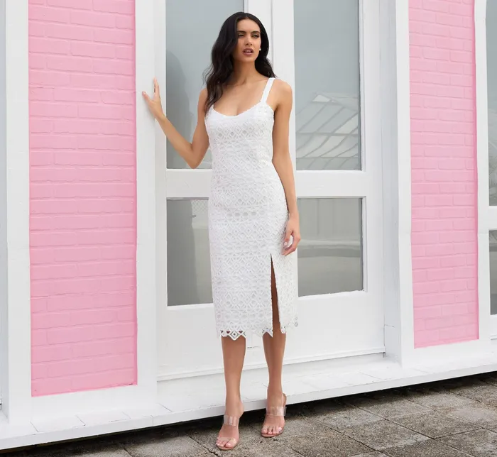 Adrianna Papell CrochetEmbroidered MidiLength Sheath Cocktail Dress In Ivory Ivory Women Cocktail Dresses Adrianna Papell CrochetEmbroidered MidiLength Sheath Cocktail Dress In Ivory Ivory Women Cocktail Dresses