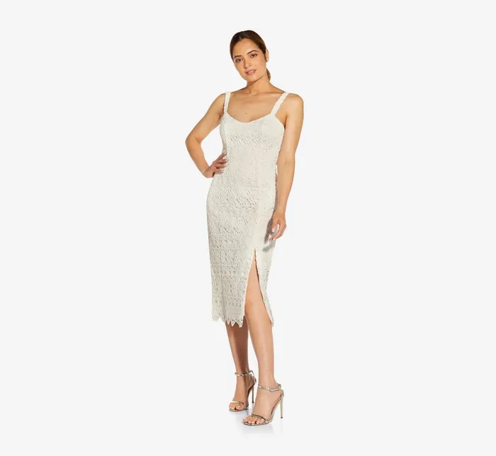 Adrianna Papell CrochetEmbroidered MidiLength Sheath Cocktail Dress In Ivory Ivory Women Cocktail Dresses Adrianna Papell CrochetEmbroidered MidiLength Sheath Cocktail Dress In Ivory Ivory Women Cocktail Dresses