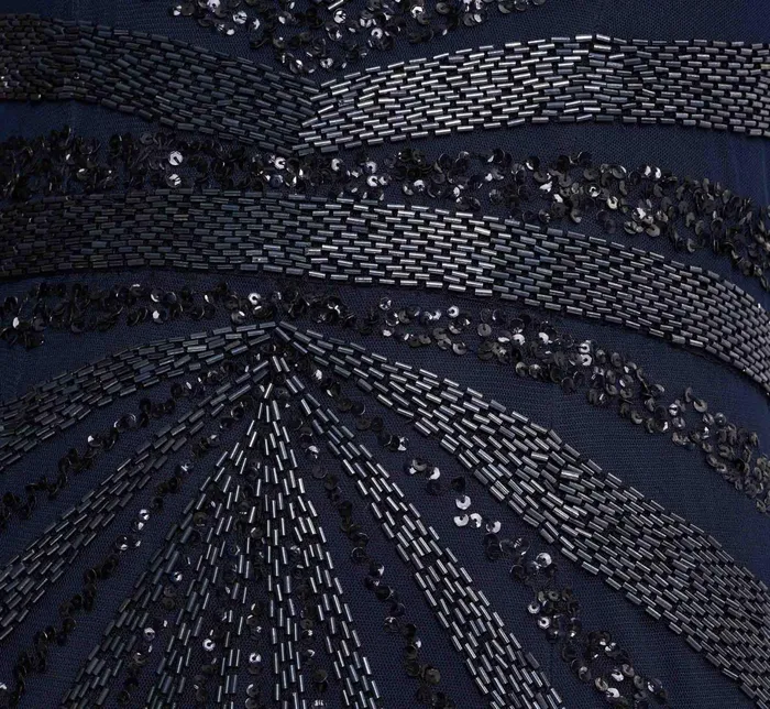 Adrianna Papell Dazzling Beaded Halter Gown With Deep VNeckline In Navy Navy Women Formal Dresses Adrianna Papell Dazzling Beaded Halter Gown With Deep VNeckline In Navy Navy Women Formal Dresses