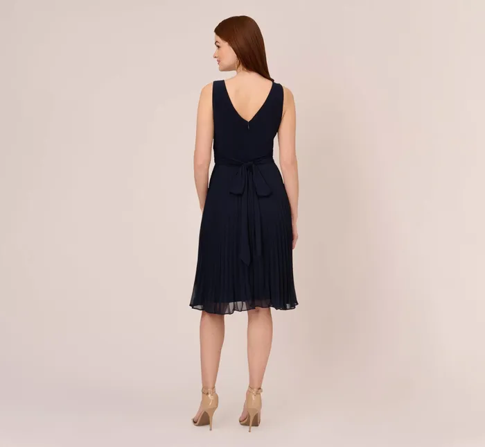 Adrianna Papell Draped FitAndFlare Dress In Blue Moon Blue Moon Women Day Dresses Adrianna Papell Draped FitAndFlare Dress In Blue Moon Blue Moon Women Day Dresses
