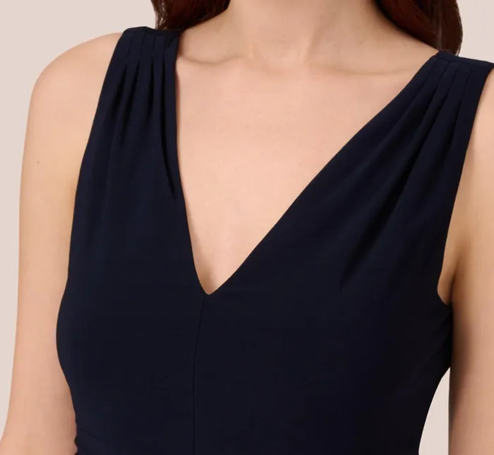 Adrianna Papell Draped FitAndFlare Dress In Blue Moon Blue Moon Women Day Dresses Adrianna Papell Draped FitAndFlare Dress In Blue Moon Blue Moon Women Day Dresses