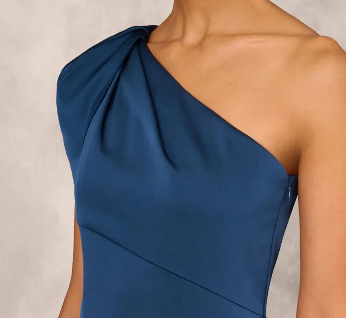 Adrianna Papell Draped OneShoulder Mermaid Gown In Twilight Blue Twilight Blue Women Long Dresses Adrianna Papell Draped OneShoulder Mermaid Gown In Twilight Blue Twilight Blue Women Long Dresses