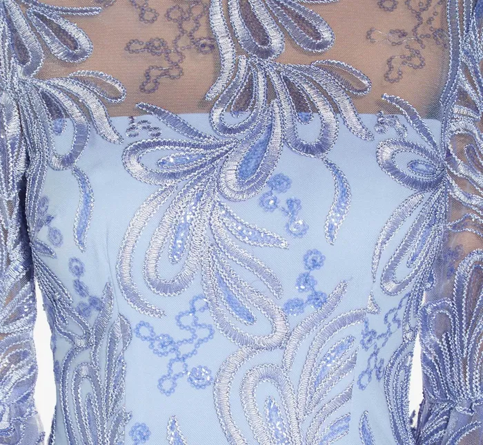 Adrianna Papell Embroidered Illusion Short Sheath Dress With Bell Sleeves In Light Peri Light Peri Women Day Dresses Adrianna Papell Embroidered Illusion Short Sheath Dress With Bell Sleeves In Light Peri Light Peri Women Day Dresses