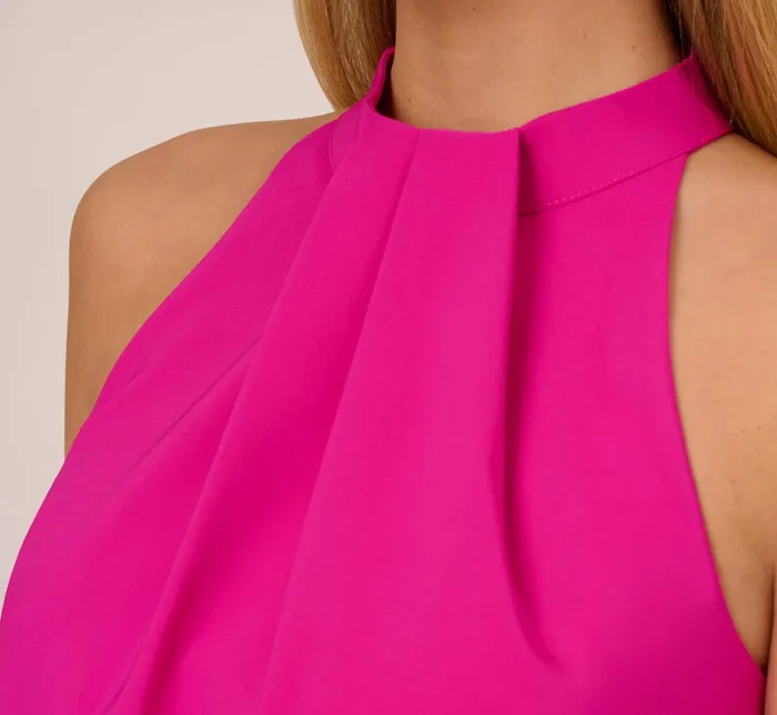 Adrianna Papell Feather Trimmed Crepe Short Cocktail Trapeze Halter Dress In Pink Flame Pink Flame Women Cocktail Dresses Adrianna Papell Feather Trimmed Crepe Short Cocktail Trapeze Halter Dress In Pink Flame Pink Flame Women Cocktail Dresses