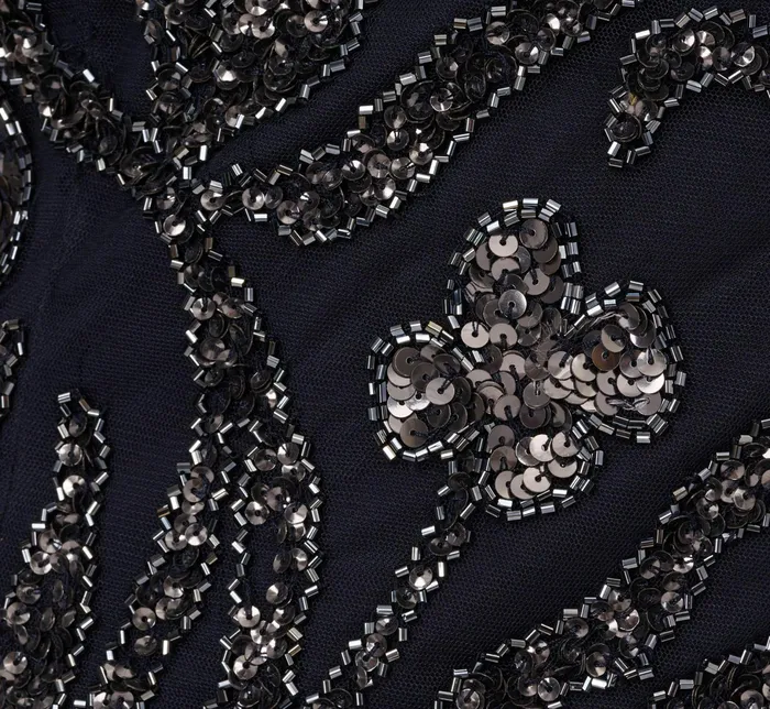 Adrianna Papell Floral Beaded Dress With Sheer Long Sleeves In Midnight Midnight Women Long Dresses Adrianna Papell Floral Beaded Dress With Sheer Long Sleeves In Midnight Midnight Women Long Dresses