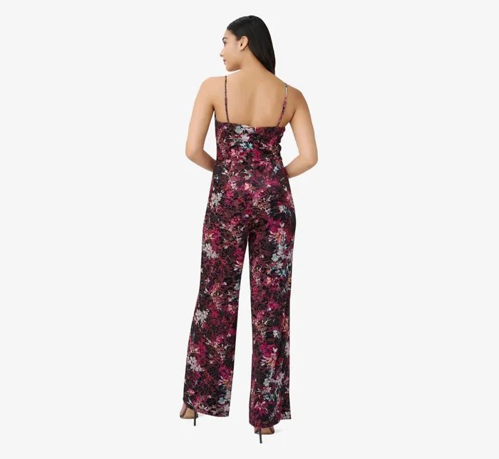 Adrianna Papell Floral Burnout Velvet Jumpsuit In Black Multi Black Multi Women Floral Dresses Adrianna Papell Floral Burnout Velvet Jumpsuit In Black Multi Black Multi Women Floral Dresses