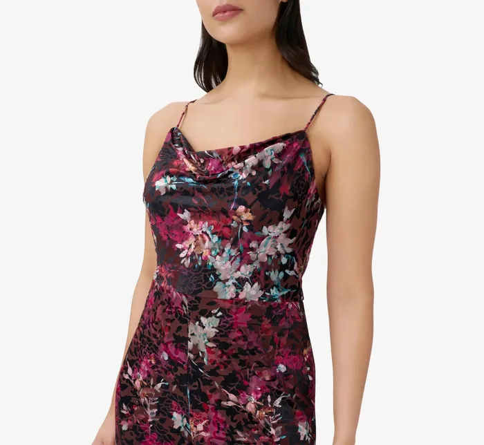 Adrianna Papell Floral Burnout Velvet Jumpsuit In Black Multi Black Multi Women Floral Dresses Adrianna Papell Floral Burnout Velvet Jumpsuit In Black Multi Black Multi Women Floral Dresses