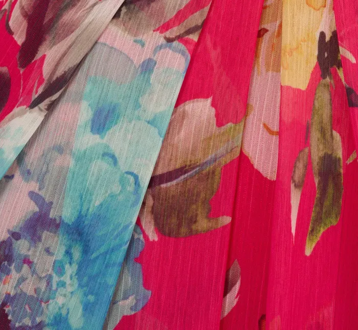 Adrianna Papell Floral Chiffon Halter Gown With Illusion Details In Pink Multi Pink Multi Women Floral Dresses Adrianna Papell Floral Chiffon Halter Gown With Illusion Details In Pink Multi Pink Multi Women Floral Dresses