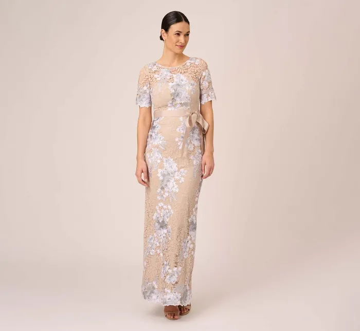 Adrianna Papell Floral Embroidered Gown In Biscotti Multi Biscotti Multi Women Floral Dresses Adrianna Papell Floral Embroidered Gown In Biscotti Multi Biscotti Multi Women Floral Dresses