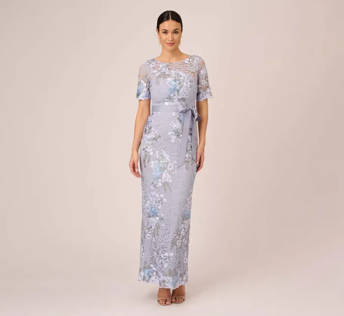 Adrianna Papell Floral Embroidered Gown In Biscotti Multi Biscotti Multi Women Floral Dresses Adrianna Papell Floral Embroidered Gown In Biscotti Multi Biscotti Multi Women Floral Dresses