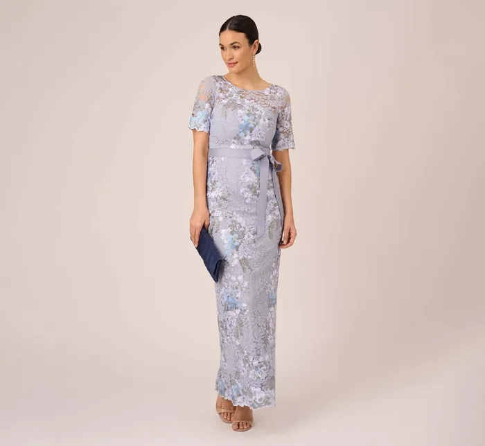 Adrianna Papell Floral Embroidered Gown In Biscotti Multi Biscotti Multi Women Floral Dresses Adrianna Papell Floral Embroidered Gown In Biscotti Multi Biscotti Multi Women Floral Dresses
