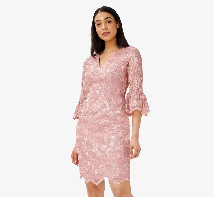 Adrianna Papell Floral Embroidered Short Sheath Cocktail Dress In Rose Rose Women Floral Dresses Adrianna Papell Floral Embroidered Short Sheath Cocktail Dress In Rose Rose Women Floral Dresses
