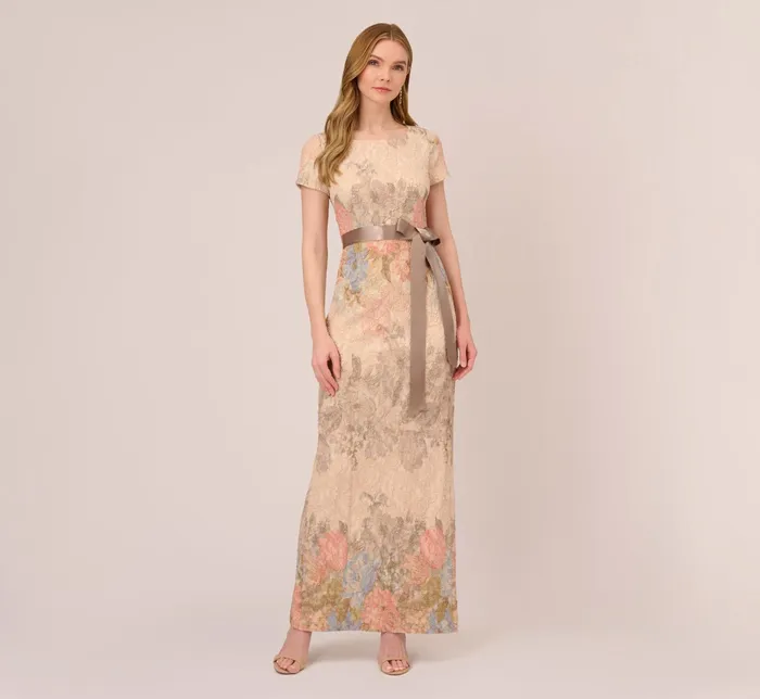 Adrianna Papell Floral Matelasse Gown In Blush Multi Blush Multi Women Formal Dresses Adrianna Papell Floral Matelasse Gown In Blush Multi Blush Multi Women Formal Dresses