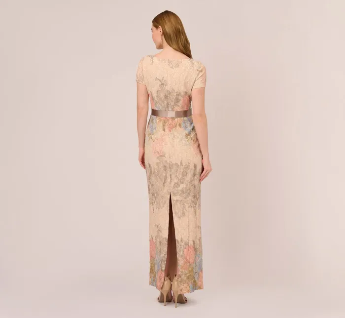 Adrianna Papell Floral Matelasse Gown In Blush Multi Blush Multi Women Formal Dresses Adrianna Papell Floral Matelasse Gown In Blush Multi Blush Multi Women Formal Dresses