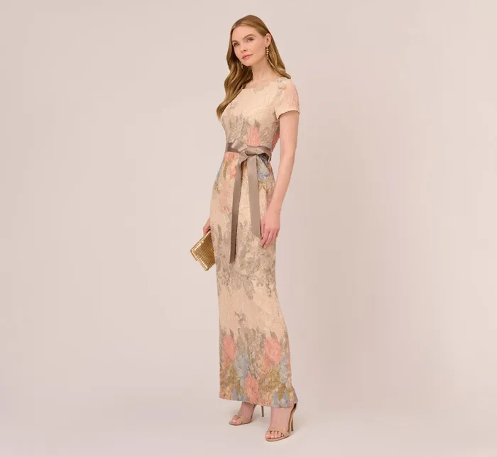 Adrianna Papell Floral Matelasse Gown In Blush Multi Blush Multi Women Formal Dresses Adrianna Papell Floral Matelasse Gown In Blush Multi Blush Multi Women Formal Dresses