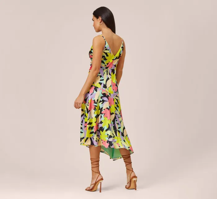 Adrianna Papell FloralPrint Asymmetrical MidiLength Cocktail Dress In Coral Multi Coral Multi Women Midi Dresses Adrianna Papell FloralPrint Asymmetrical MidiLength Cocktail Dress In Coral Multi Coral Multi Women Midi Dresses