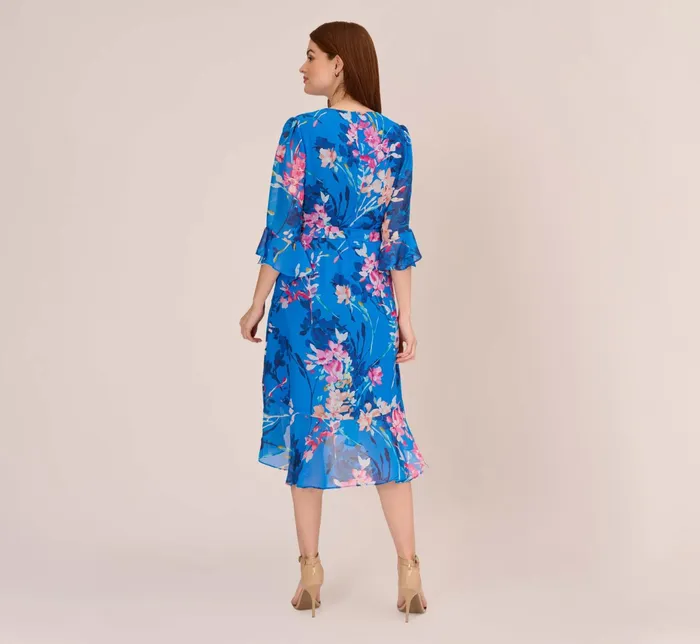 Adrianna Papell FloralPrint Chiffon Short Wrap Dress In Blue Multi Blue Multi Women Floral Dresses Adrianna Papell FloralPrint Chiffon Short Wrap Dress In Blue Multi Blue Multi Women Floral Dresses