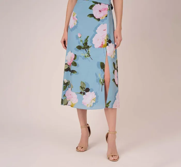 Adrianna Papell Floral Print Crepe De Chine MidiLength Dress In Blue Multi Blue Multi Women Floral Dresses Adrianna Papell Floral Print Crepe De Chine MidiLength Dress In Blue Multi Blue Multi Women Floral Dresses