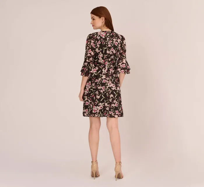 Adrianna Papell FloralPrint FitAndFlare Chiffon Short Dress In Black Multi Black Multi Women Floral Dresses Adrianna Papell FloralPrint FitAndFlare Chiffon Short Dress In Black Multi Black Multi Women Floral Dresses