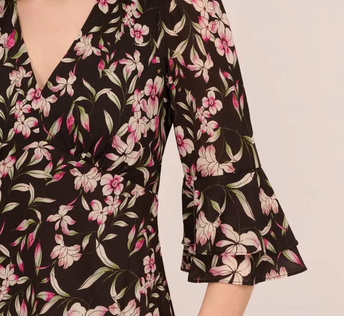 Adrianna Papell FloralPrint FitAndFlare Chiffon Short Dress In Black Multi Black Multi Women Floral Dresses Adrianna Papell FloralPrint FitAndFlare Chiffon Short Dress In Black Multi Black Multi Women Floral Dresses