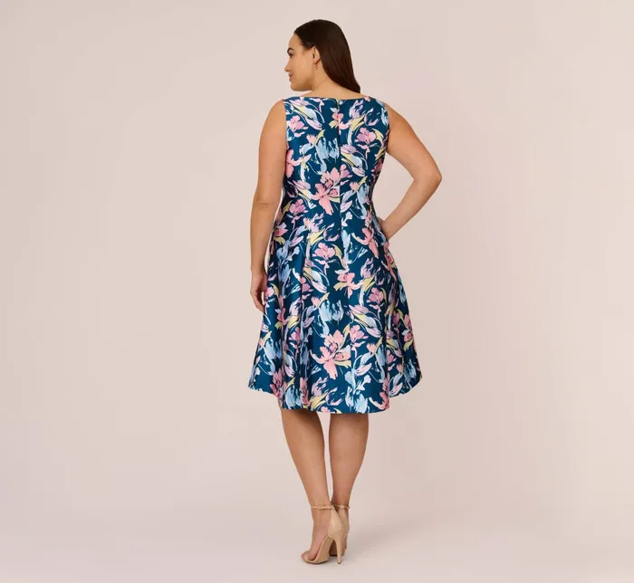 Adrianna Papell Floral Print Mikado Short High Low FitAndFlare Dress In Navy Multi Navy Multi Women Floral Dresses Adrianna Papell Floral Print Mikado Short High Low FitAndFlare Dress In Navy Multi Navy Multi Women Floral Dresses