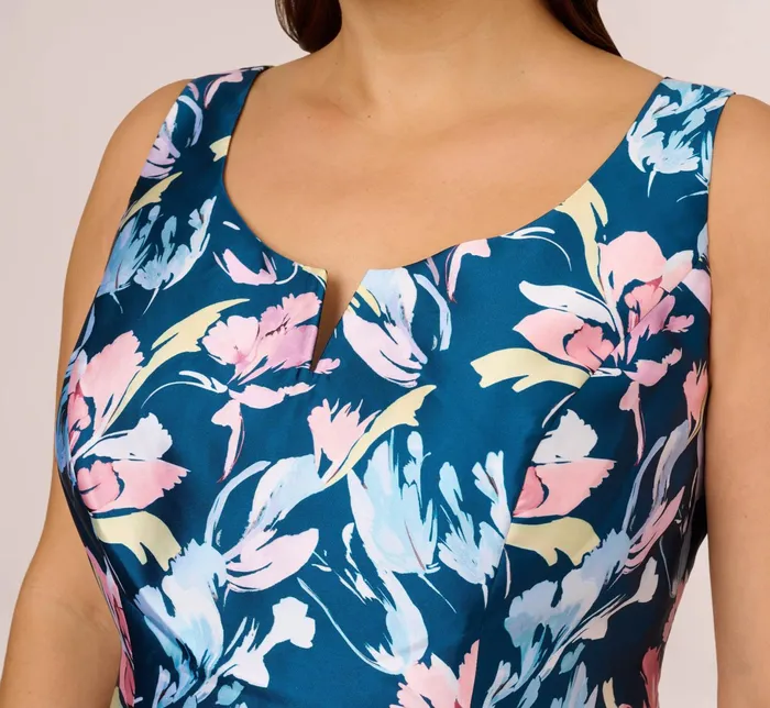 Adrianna Papell Floral Print Mikado Short High Low FitAndFlare Dress In Navy Multi Navy Multi Women Floral Dresses Adrianna Papell Floral Print Mikado Short High Low FitAndFlare Dress In Navy Multi Navy Multi Women Floral Dresses