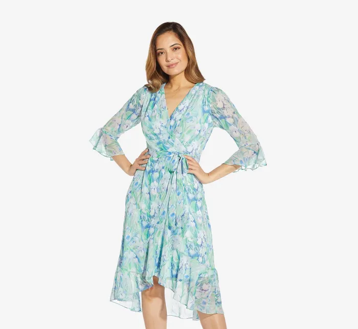 Adrianna Papell FloralPrinted Chiffon Short Dress In Blue Multi Blue Multi Women Floral Dresses Adrianna Papell FloralPrinted Chiffon Short Dress In Blue Multi Blue Multi Women Floral Dresses