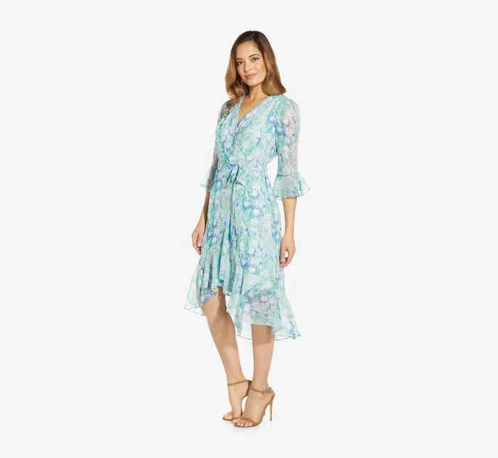 Adrianna Papell FloralPrinted Chiffon Short Dress In Blue Multi Blue Multi Women Floral Dresses Adrianna Papell FloralPrinted Chiffon Short Dress In Blue Multi Blue Multi Women Floral Dresses