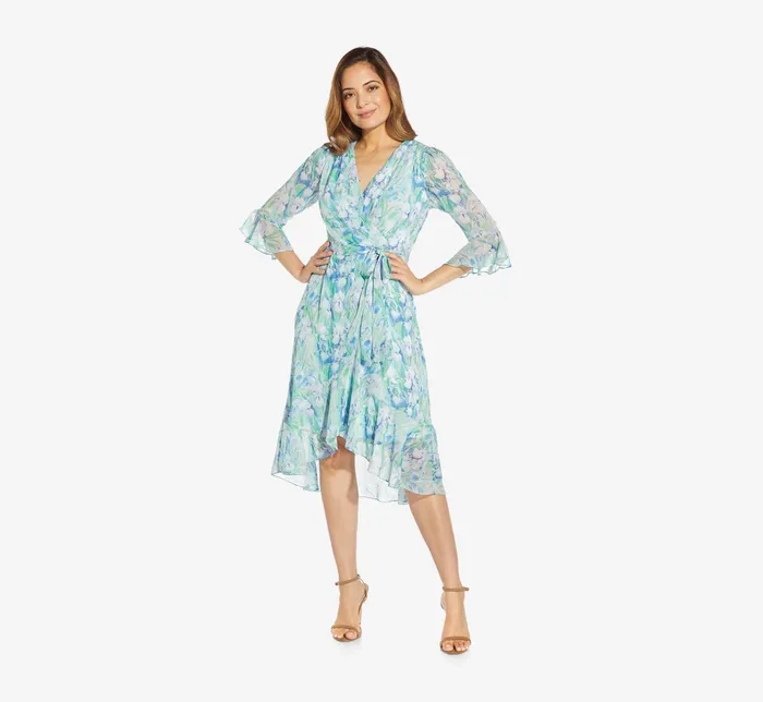Adrianna Papell FloralPrinted Chiffon Short Dress In Blue Multi Blue Multi Women Floral Dresses Adrianna Papell FloralPrinted Chiffon Short Dress In Blue Multi Blue Multi Women Floral Dresses