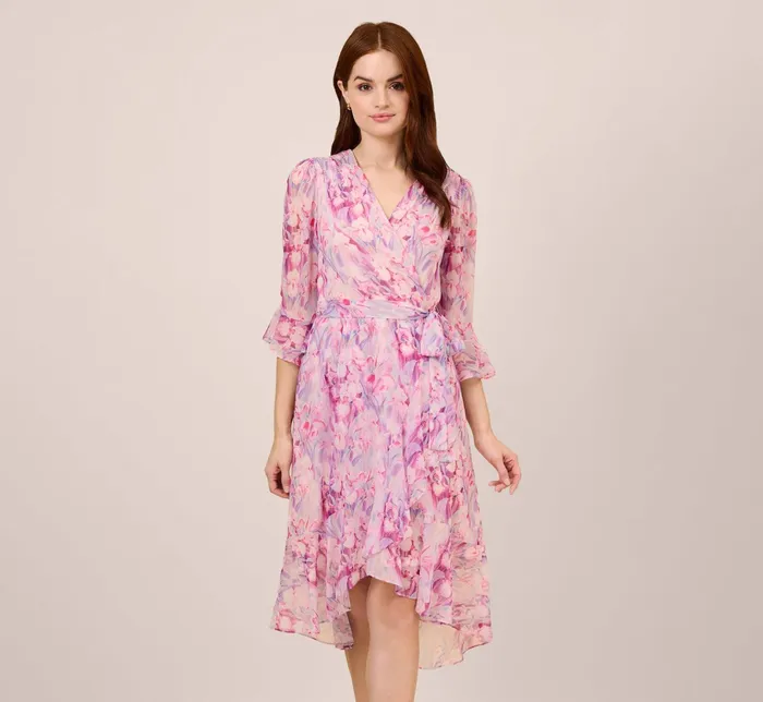 Adrianna Papell FloralPrinted Chiffon Short Dress In Pink Multi Pink Multi Women Floral Dresses Adrianna Papell FloralPrinted Chiffon Short Dress In Pink Multi Pink Multi Women Floral Dresses
